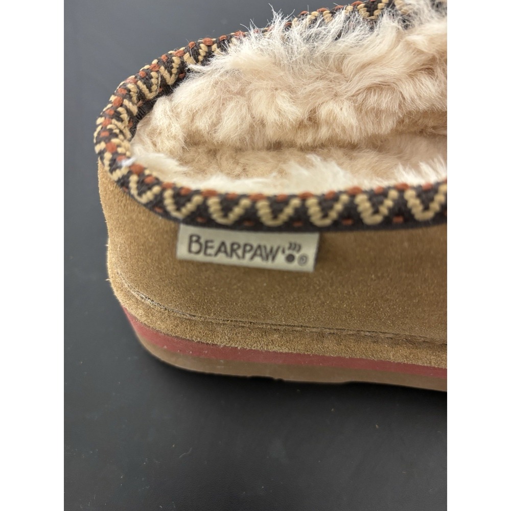 BEARPAW‎ Women's Brown Suede Faux Fur Lined Slip-On Slippers Size 8 - Picture 5 of 5